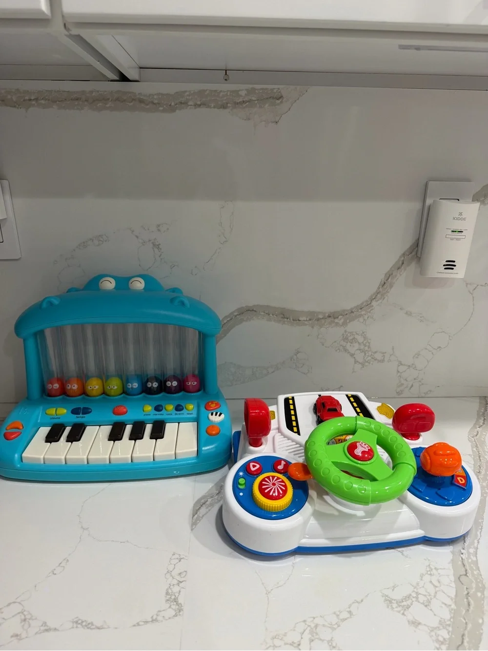 Kids Musical Piano and Steering Wheel Activity Toy Set - Blue/Green